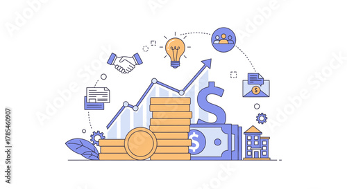 financial transaction concept for investment growth and strategy visualization