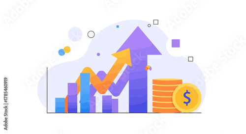 Illustration depicting financial growth, market success, and business