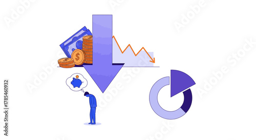 Conceptual illustration depicting financial downturn and economic hardship