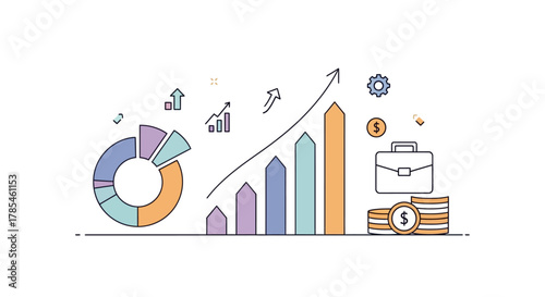 dynamic business growth analytics: visualized financial progress and investment