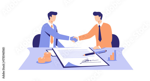 Professional Businessmen Shaking Hands After Successful Agreement Illustration