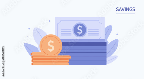 financial planning concept with banknote and coins for monetary security