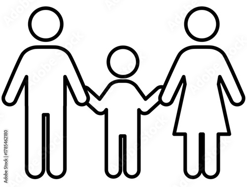 手をつないで親子でおでかけ、仲良し家族マーク