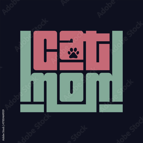 cat mom typography art