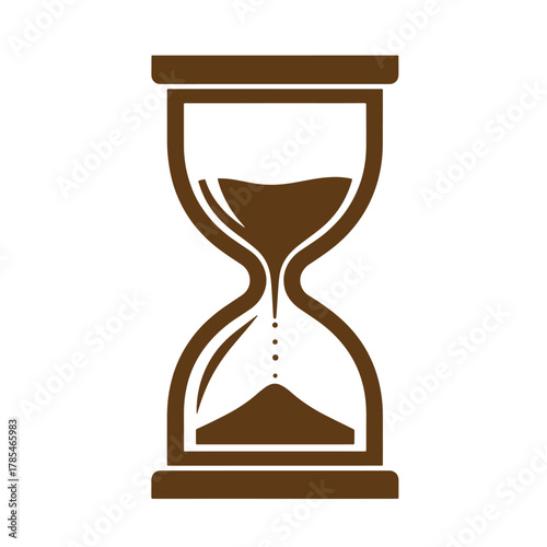 Simple brown hourglass icon representing time passing and vintage art illustration