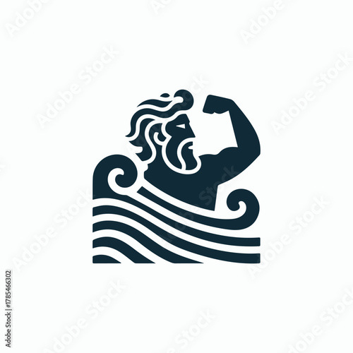 Poseidon God Trident Logo