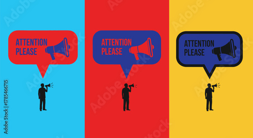Attention please megaphone announcement communication marketing concept