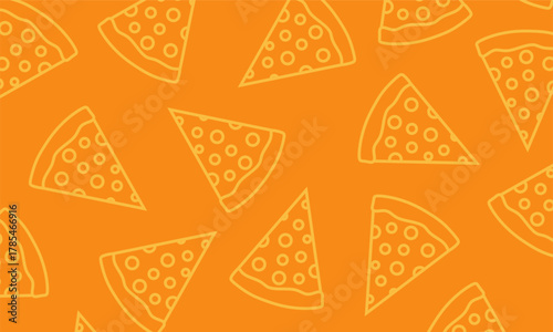 Pizza doodle seamless pattern. Pizza Slice Seamless Pattern Outline ideal for restaurant packaging, menus, and wrapping paper