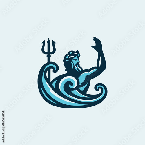 Poseidon God Trident Logo