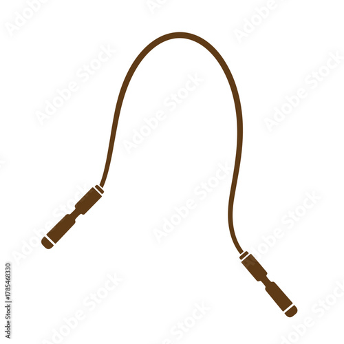 Brown vintage art illustration of a simple skipping rope isolated on a white background