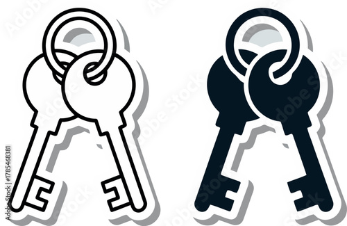 Two bunches of keys one black and white one dark blue bunch of keys security