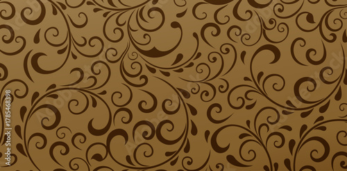seamless floral pattern ornamental swirl brown color