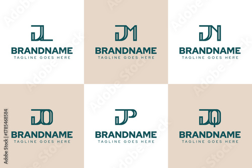 Letters JL JM JN JO JP JQ Logo Monogram Set, for LJ MJ NJ OJ PJ QJ initials