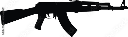 Assault rifle silhouette vector of AK-47 style weapon for military, tactical, firearm design, security, war, combat, defense illustration