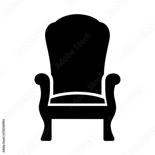 Silhouette of an ornate high back chair perfect for throne room designs