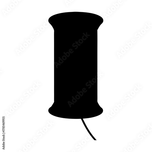 Isolated Silhouette of a Spool of Thread with a Single Loose End