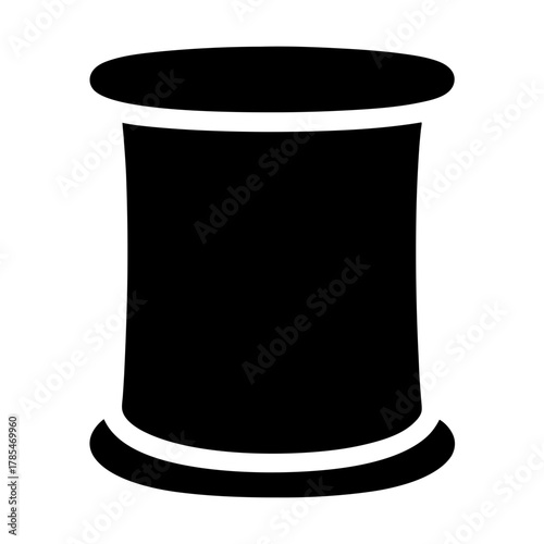 Simple Black Silhouette of a Thread Spool for Sewing and Crafts