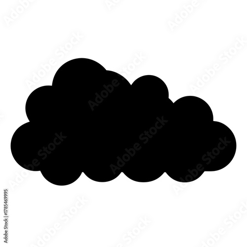 Black cloud silhouette with cartoonish rounded edges and dynamic puffy composition