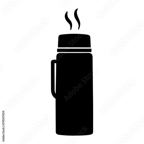 A thermos flask with hot vapor illustration isolated on transparent background