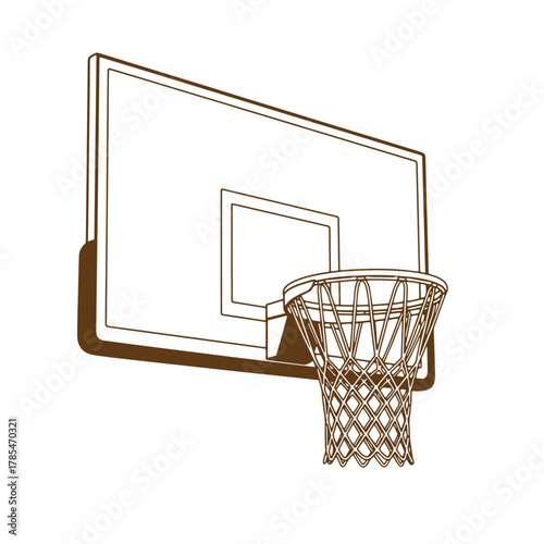 Vintage art illustration of basketball hoop on backboard design for sports concepts