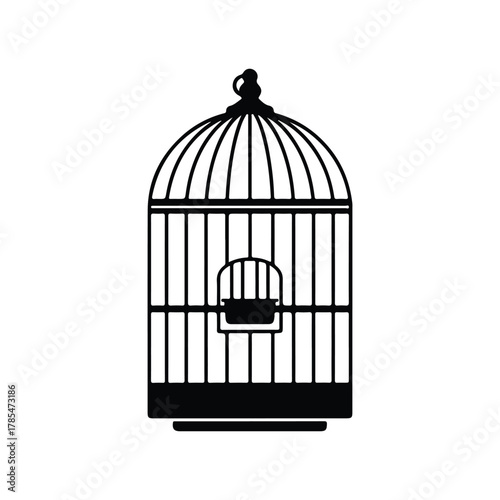 Birdcage Silhouette Flat Minimal Vector Icon