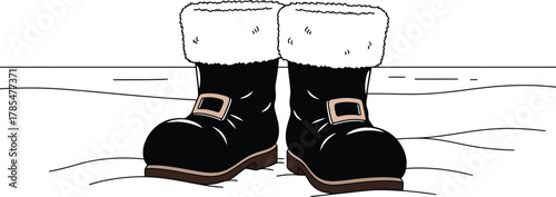 Santa boots winter footwear snow christmas holiday festive season december cold