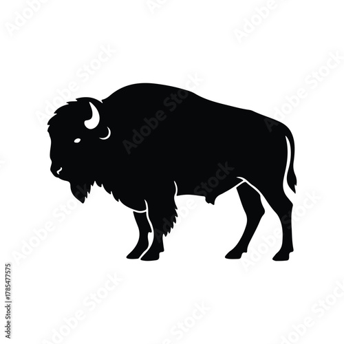 Bison Silhouette Flat Minimal Vector Icon