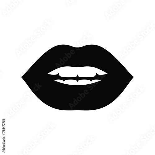 Biting Lips Silhouette Flat Minimal Vector