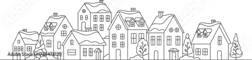 Houses buildings architecture town city village neighborhood skyline winter snow