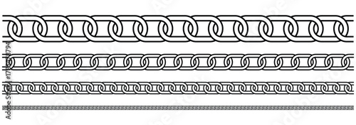 Chain pattern brush set. Rope Chain Vector. Straight Link Chain Collection. 