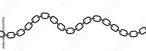 Chain pattern brush set. Realistic Strong Linked Chain Vector. Seamless metal chain in black. Vector illustration.