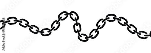 Chain pattern brush set. Realistic Strong Linked Chain Vector. Seamless metal chain in black. Vector illustration.