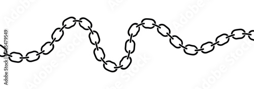 Chain pattern brush set. Realistic Strong Linked Chain Vector. Seamless metal chain in black. Vector illustration.