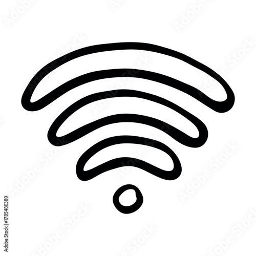 Hand drawn free wifi spot zone sign Public wi-fi area sign Wireless internet clipart in doodle style Single element for print, web, design, decor 3G, 4G, 5G, 6G, IoT