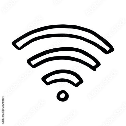 Hand drawn free wifi spot zone sign Public wi-fi area sign Wireless internet clipart in doodle style Single element for print, web, design, decor 3G, 4G, 5G, 6G, IoT