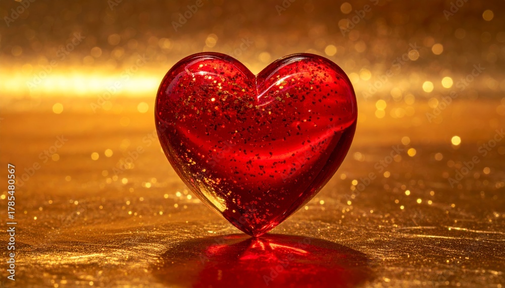 Fototapeta premium Romantic background with red heart shaped bokeh lights, a perfect symbol for Valentine's Day love and celebration