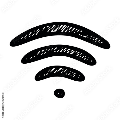 Hand drawn free wifi spot zone sign Public wi-fi area sign Wireless internet clipart in doodle style Single element for print, web, design, decor 3G, 4G, 5G, 6G, IoT