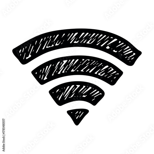 Hand drawn free wifi spot zone sign Public wi-fi area sign Wireless internet clipart in doodle style Single element for print, web, design, decor 3G, 4G, 5G, 6G, IoT