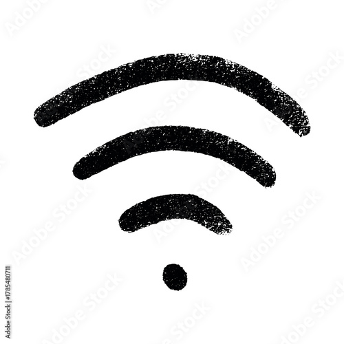 Hand drawn free wifi spot zone sign Public wi-fi area sign Wireless internet clipart in doodle style Single element for print, web, design, decor 3G, 4G, 5G, 6G, IoT