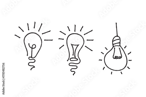 set of hand drawn bulbs doodle  light bulb vector illustration isolated 