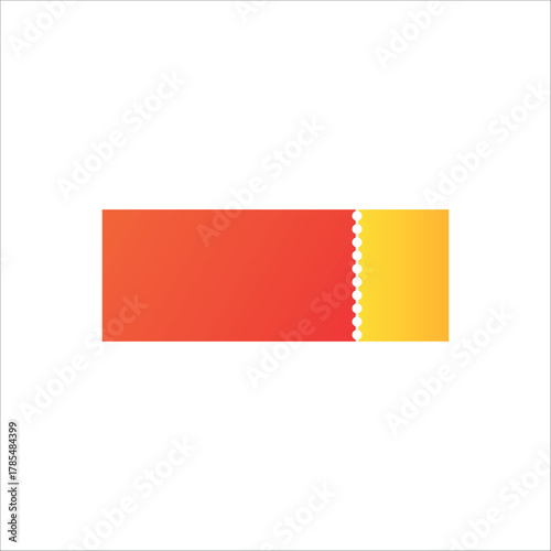 Simple ticket stub vector illustration gradient color design isolated on white background for event entry or raffle
