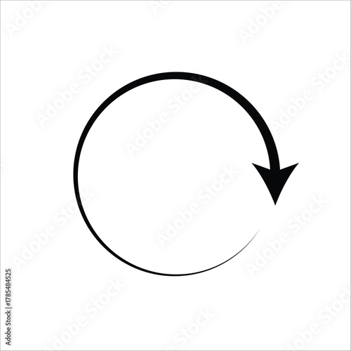Circular arrow icon simple black vector glyph isolated on white background for web design and user interface elements