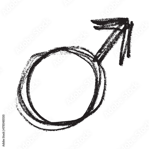 Hand drawn male gender identity sign Symbol used to represent sex and gender