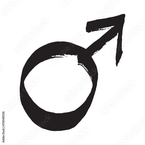 Hand drawn male gender identity sign Symbol used to represent sex and gender