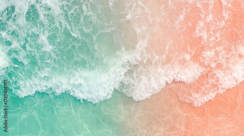 Fototapeta Naklejka Na Ścianę i Meble -  Turquoise ocean wave crashing on the shore