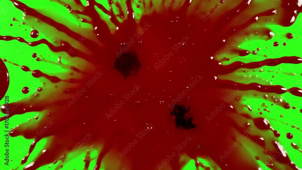 Green Screen blood splatter on a scene 3 with distortion, overlay ...
