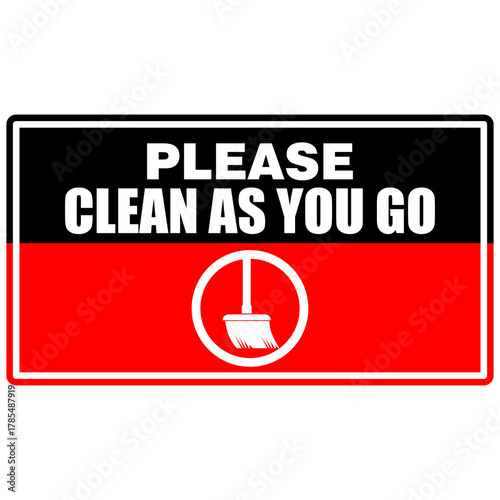 Please  Clean as you go, sticker vector