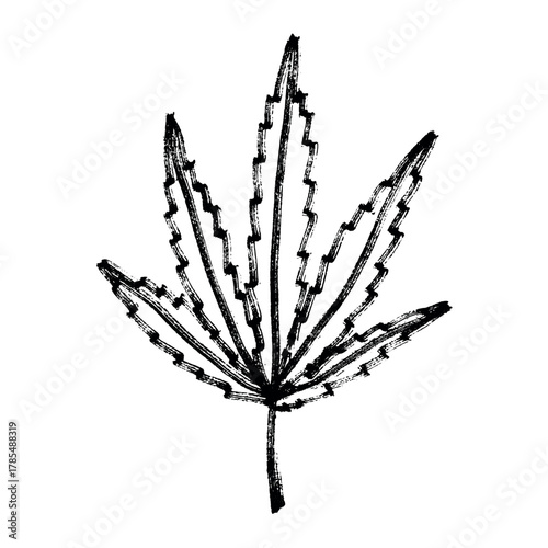 Hand drawn cannabis leaf Medicine marijuana Hemp leaves clipart in doodle style Single element for print, web, design, decor