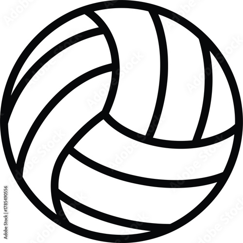 Black outline icon of a volleyball on a white background sport game