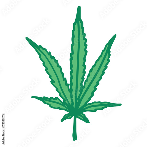 Hand drawn cannabis leaf Medicine marijuana Hemp leaves clipart in doodle style Single element for print, web, design, decor
